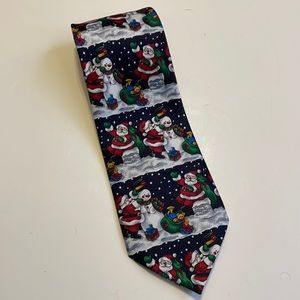Men’s Christmas Tie 59” Santa and Snowman